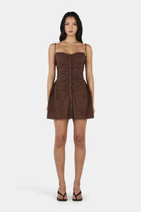 Ownley: Ownley Yash Mini Dress - Chocolate Anglaise