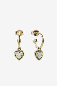 Earrings: Stolen Girlfriends Club Dahlia's Heart Anchor Sleepers - Gold