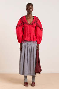 Damson Madder Layla Godet Skirt - Black White