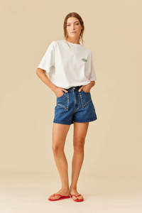 Ruby: Ruby Clover Studded Denim Short - Indigo