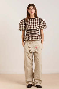 Damson Madder Everly Ruffle Blouse - Gingham
