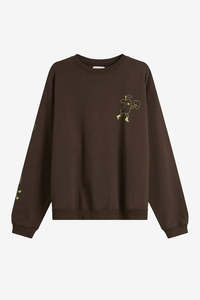 Womens Sweats Hoodies: Damson Madder Apple Peel Sweatshirt - Chocolate