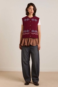 Damson Madder Sofie Vest - Novelty Intarsia