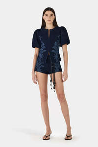 Womens Tops Shirts: Hansen & Gretel Gia Denim Top - Tropicana