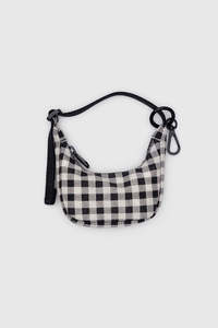 Womens Bags: Baggu Crescent Bag Charm - Black White Gingham