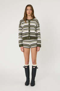 Remain Bowie Cardigan - Olive Stripe