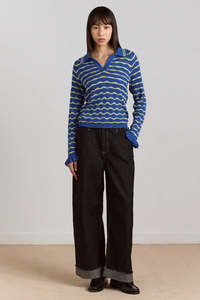 Womens Tops Shirts: Damson Madder Silvia Polo - Blue Mint