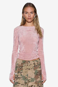 Womens Tops Shirts: Ksubi Baby Girl Mesh Top - Cameo Pink