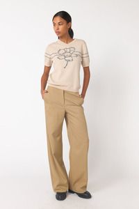 Womens Tops Shirts: Sylvester Sketch Top - Grey Oatmeal