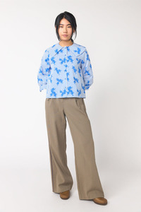 Womens Tops Shirts: Sylvester Wallpaper Smock Top - Blue