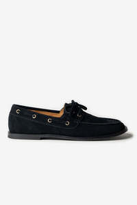 Womens Shoes: La Tribe Marlo Boat Shoe - Black Suede
