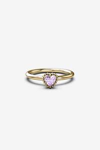 Stolen Girlfriends Club Dahlia's Heart Ring - Gold Amethyst