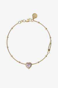 Stolen Girlfriends Club Dahlia's Heart Bracelet - Gold Amethyst