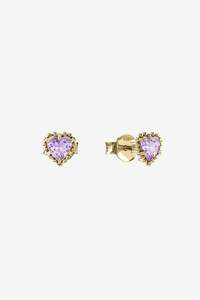 Stolen Girlfriends Club Dahlia's Heart Stud Earrings - Gold Amethyst