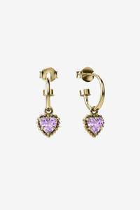 Stolen Girlfriends Club Dahlia's Heart Anchor Earrings - Gold Amethyst