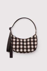 Baggu Small Nylon Crescent Bag - Blurred Gingham Brown