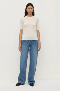 Assembly Mina Silk Knit Tee - White