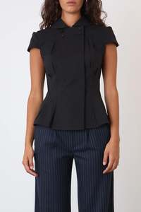 Peachy Den Missy Asymmetric Blouse - Onyx