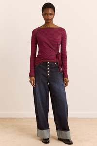 Womens Tops Shirts: Damson Madder Hannie Tie Jumper - Stripe
