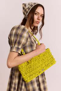 Womens Bags: Damson Madder Sophie Ruffle Bag - Chartreuse