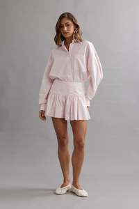 Caitlin Crisp Clover Short - Pink White Stripe