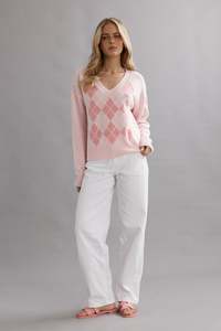 Caitlin Crisp: Caitlin Crisp Argyle Jumper - Marshmellow