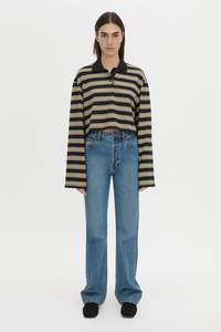 Camilla and Marc Liat Crop Polo - Black Stripe