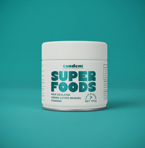 Tandem Pet SUPER FOOD NZ GREEN LIPPED MUSSEL POWDER 100G Slobber Chops Dog Delights