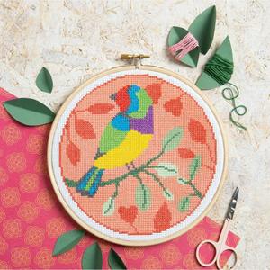 Rainbow Finch Cross Stitch Kit by Hawthorn Handmade