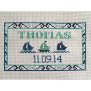 Sail Boat Birth Sampler Cross Stitch Kit by Simplistitch