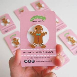 Cross Stitch Kits And Patterns: Gingerbread Man Needle Minder by Caterpillar Cross Stitch