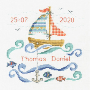 Sail Boat New Baby Cross Stitch Kit by DMC