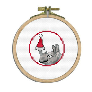 Animal Cross Stitch: Rhino Xmas At The Zoo Cross Stitch Kit by CraftCo