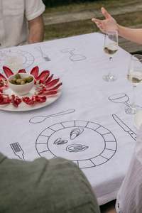 Frontpage: White Soirée 100% Linen Embroidered Tablecloth