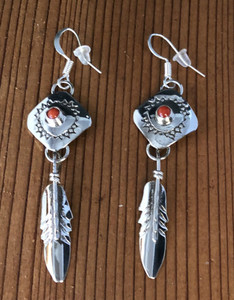 Products: Stamped Sterling Silver Coral Earrings