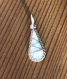 Products: Teardrop Inlay White Opal Pendant