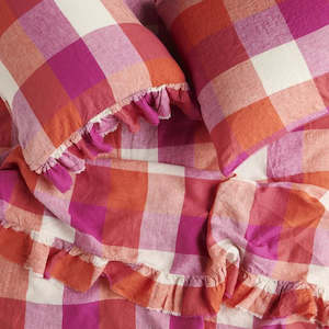 Society Of Wanderers: Society Of Wanderers Ruffle Flat Sheet | Sherbet Check