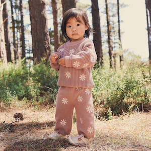 Baby Child: KYND Embroidered Flare Knit Pant | Wood Rose