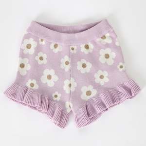 KYND Jacquard Knit Frill Shorts | Orchid Bloom