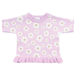 Kynd Baby: KYND Jacquard Knit Frill Tee | Orchid Bloom