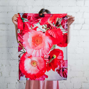 Small Acorns Tea Towel | Magenta Poppies