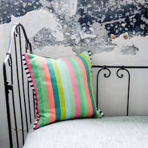 Designers Guild Cork Street Stripe Emerald 43cm Square Cushion