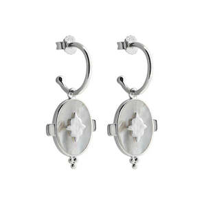 Murkani Oval Mother of Pearl Hoop Earring | Silver