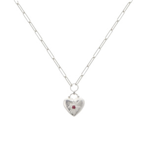 Murkani: Murkani Love You Large Heart Necklace | Silver