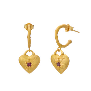Murkani: Murkani Love You Heart Hoop Earring | Gold