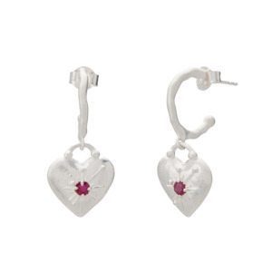 Murkani Love You Heart Hoop Earring | Silver