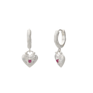 Murkani: Murkani Love You Small Heart Huggie Earring | Silver