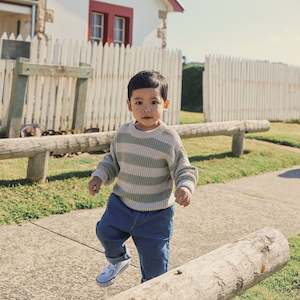 KYND Textured Knit Jumper | Light Sage Stripe