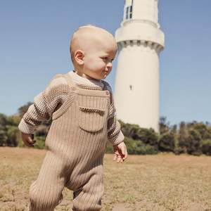 Kynd Baby: KYND Chunky Knit Overalls | Caramel