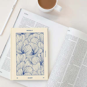 Paper Goods: Father Rabbit | Weekly Diary 2026 | Prussian Blue Floral